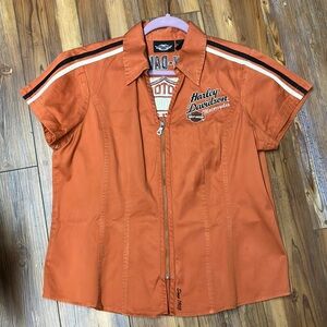 Harley-Davidson Orange Zip-Up Shirt